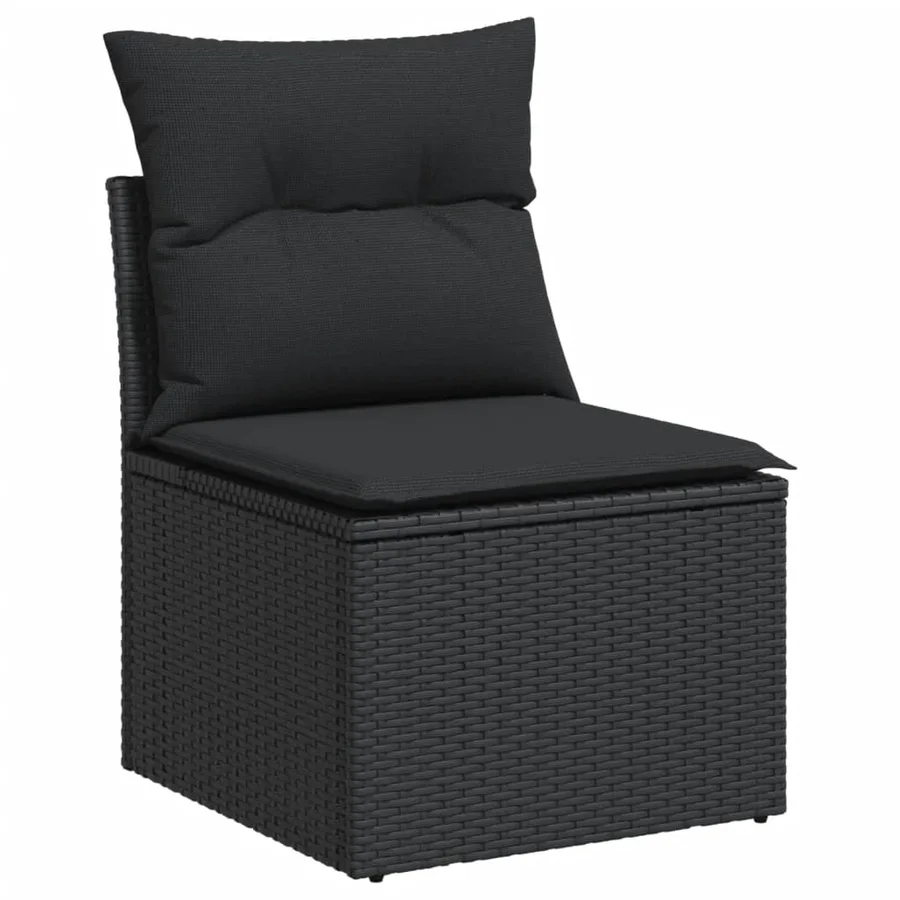 Salon de jardin 10 pcs avec coussins noir résine tressée - 6
