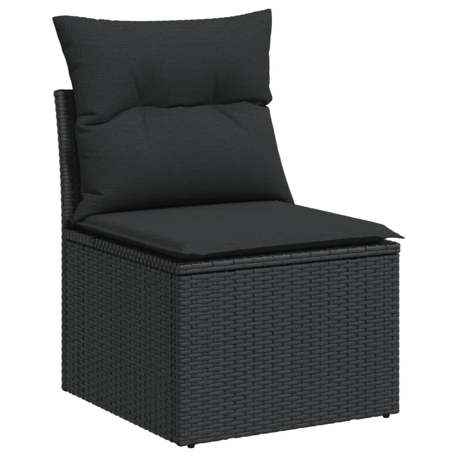 Salon de jardin 10 pcs avec coussins noir résine tressée - 3