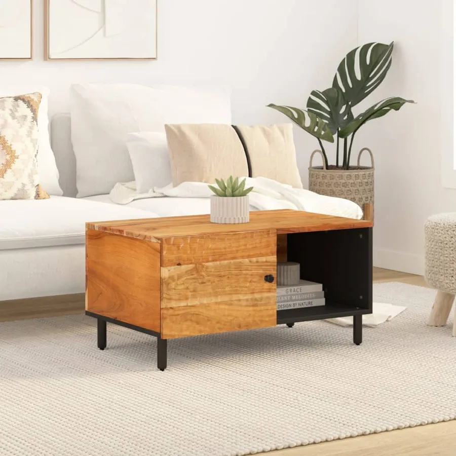 Table basse 80x50x40 cm bois massif d'acacia - 3