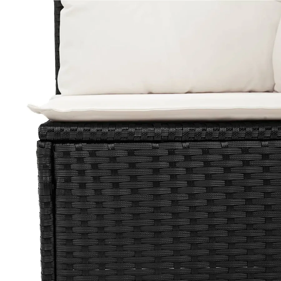 Salon de jardin 5 pcs avec coussins noir résine tressée - 6
