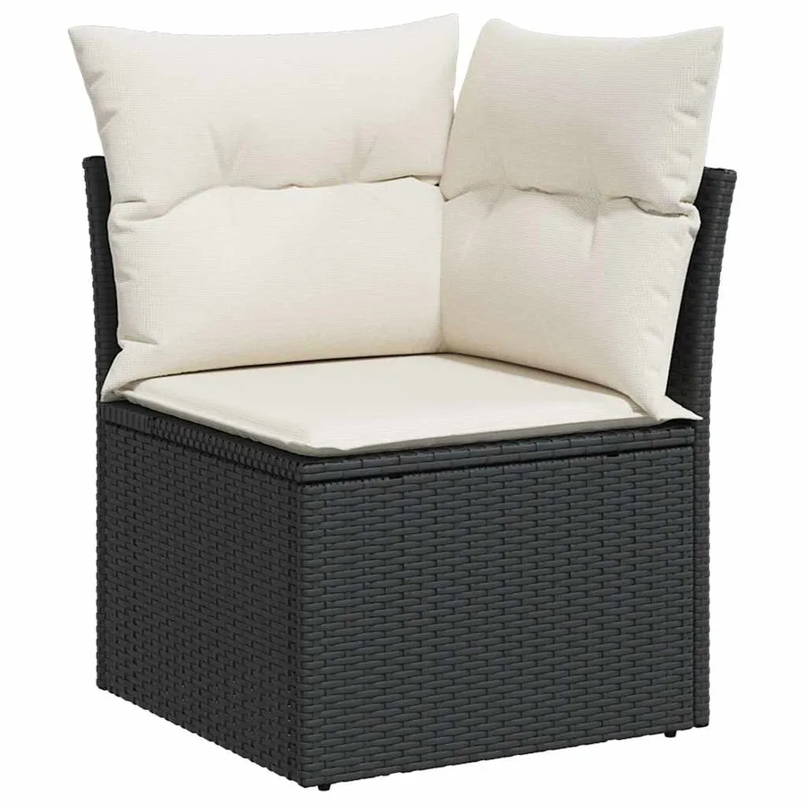 Salon de jardin 6 pcs avec coussins noir résine tressée - 4