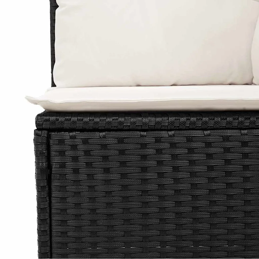 Salon de jardin 6 pcs avec coussins noir résine tressée - 7