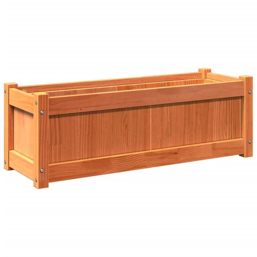 Jardinière cire marron 90x31x31 cm bois de pin massif - 2