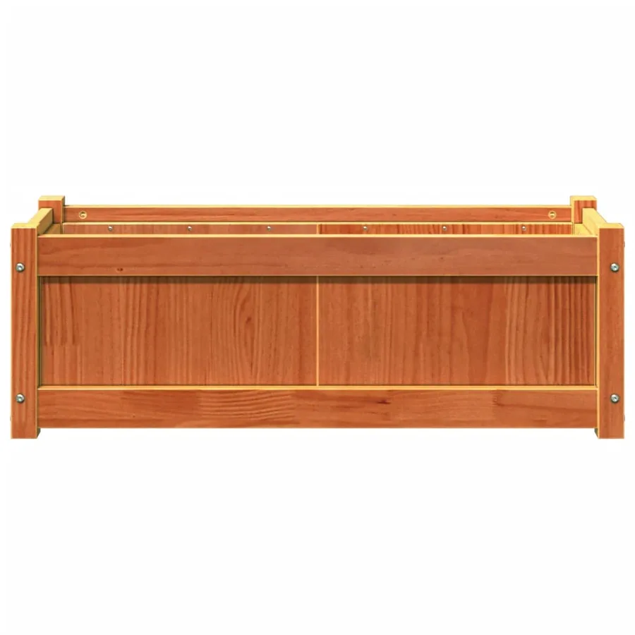Jardinière cire marron 90x31x31 cm bois de pin massif - 5