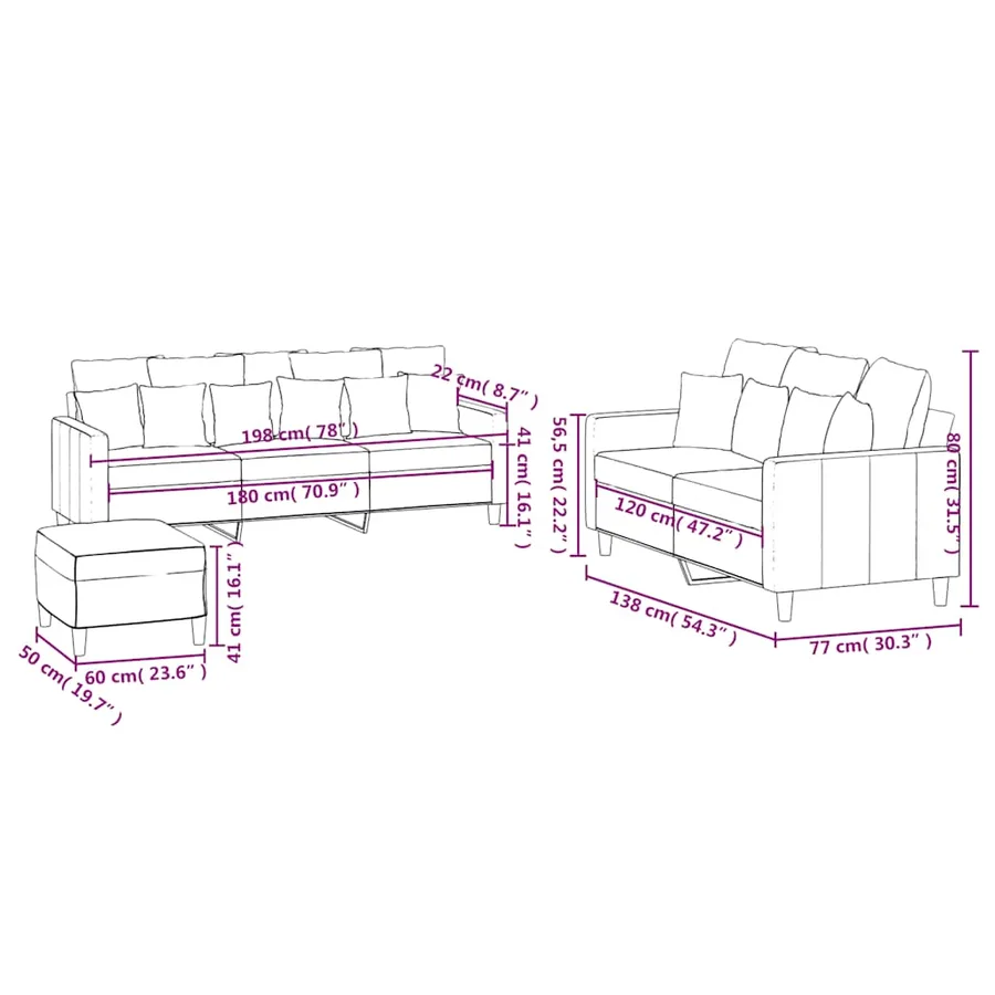 Ensemble de canapés 3 pcs avec coussins Noir Velours - 9