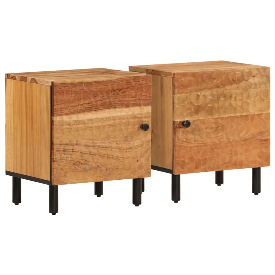 Tables de chevet 2 pcs 40x33x46 cm Bois d'acacia massif - 2