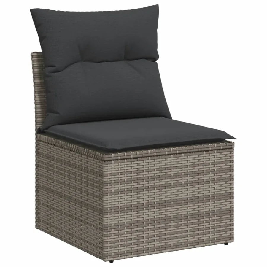 Salon de jardin avec coussins 3 pcs gris résine tressée - 4