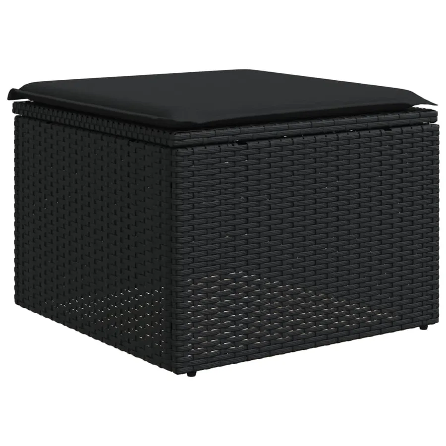 Salon de jardin 4 pcs avec coussins noir résine tressée - 4