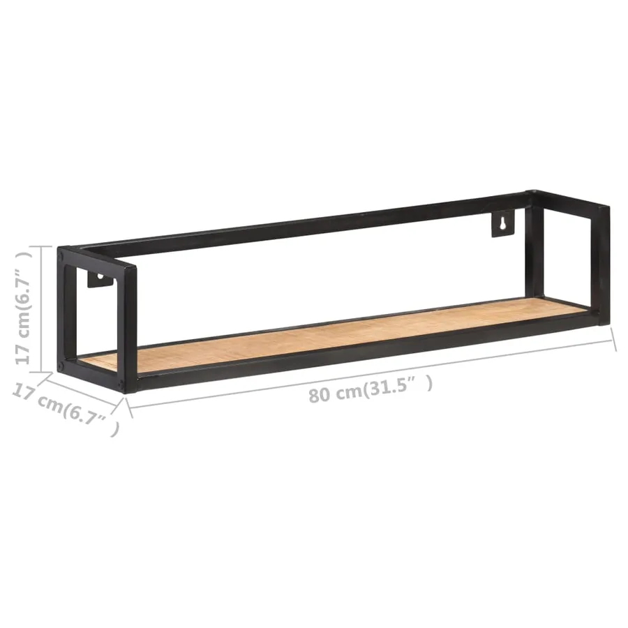 Étagères murales 2 pcs 80 cm Bois de manguier brut - 7