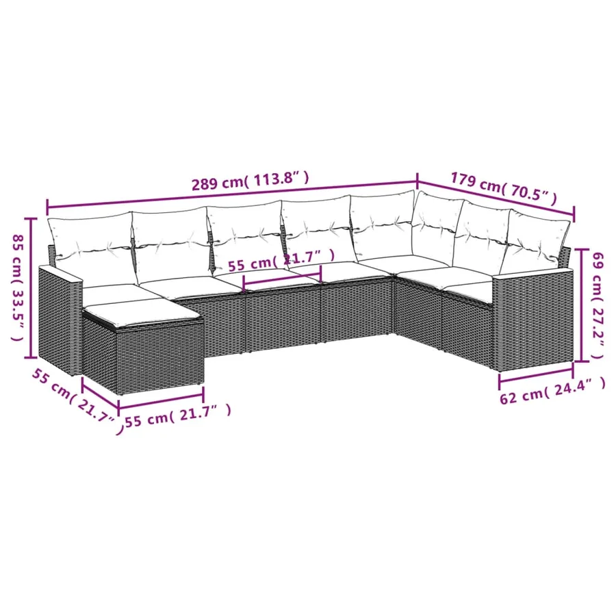 Salon de jardin avec coussins 8pcs mélange beige résine tressée - 8