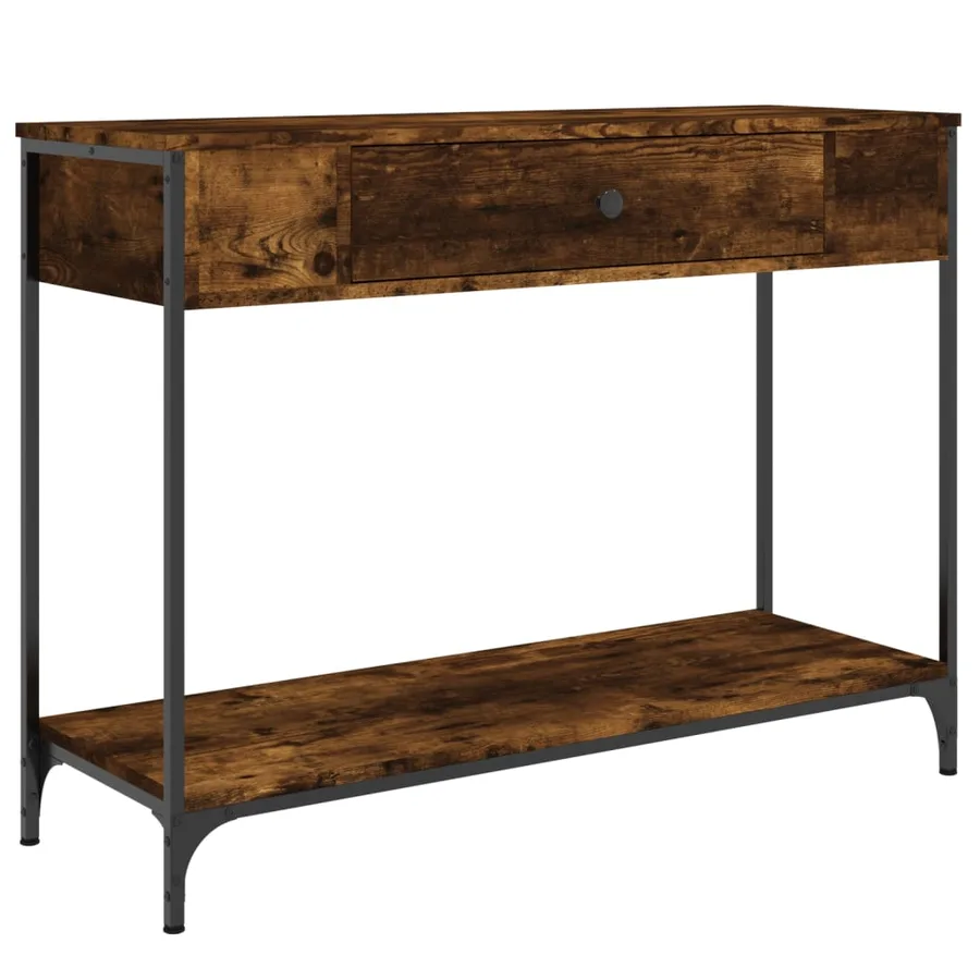 Table console chêne fumé 100x34,5x75 cm bois d'ingénierie - 2