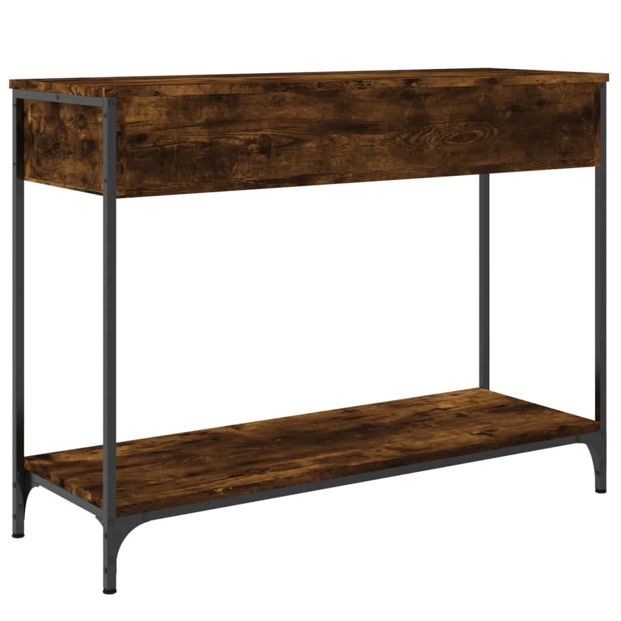 Table console chêne fumé 100x34,5x75 cm bois d'ingénierie - 5