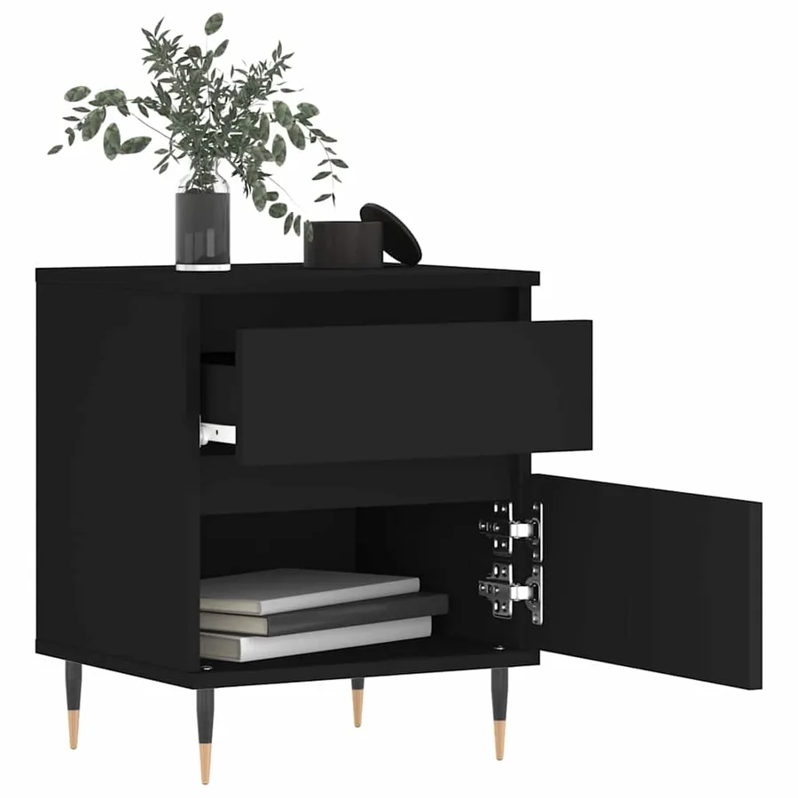 Table de chevet Noir 40x35x50 cm Bois d’ingénierie - 3