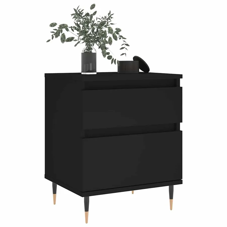 Table de chevet Noir 40x35x50 cm Bois d’ingénierie - 4