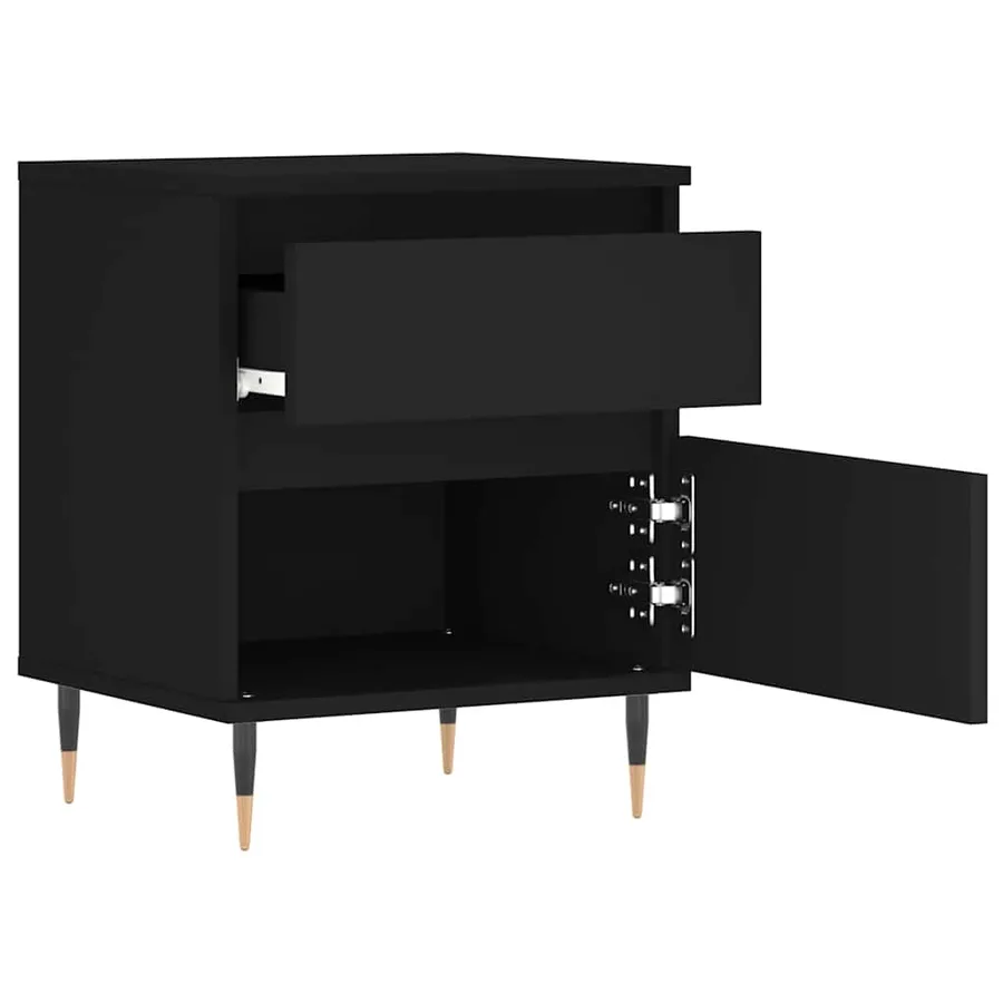 Table de chevet Noir 40x35x50 cm Bois d’ingénierie - 6