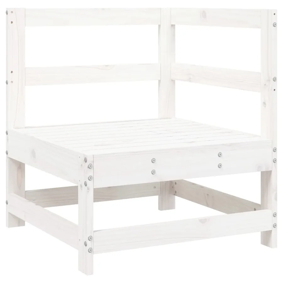 Salon de jardin 5 pcs blanc bois massif de pin - 4