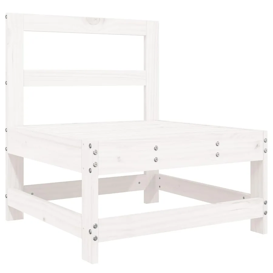 Salon de jardin 8 pcs Blanc Bois de pin massif - 4
