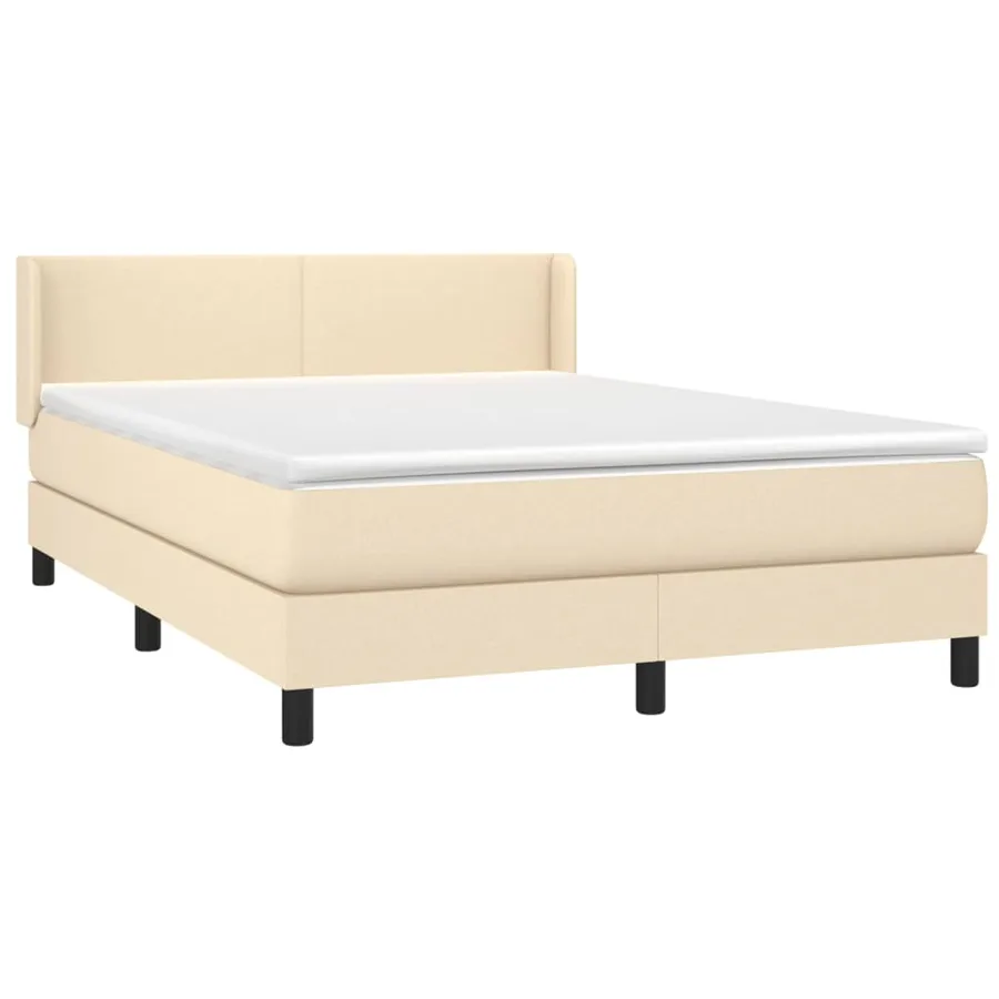 Sommier à lattes de lit avec matelas Crème 140x190 cm Tissu - 3