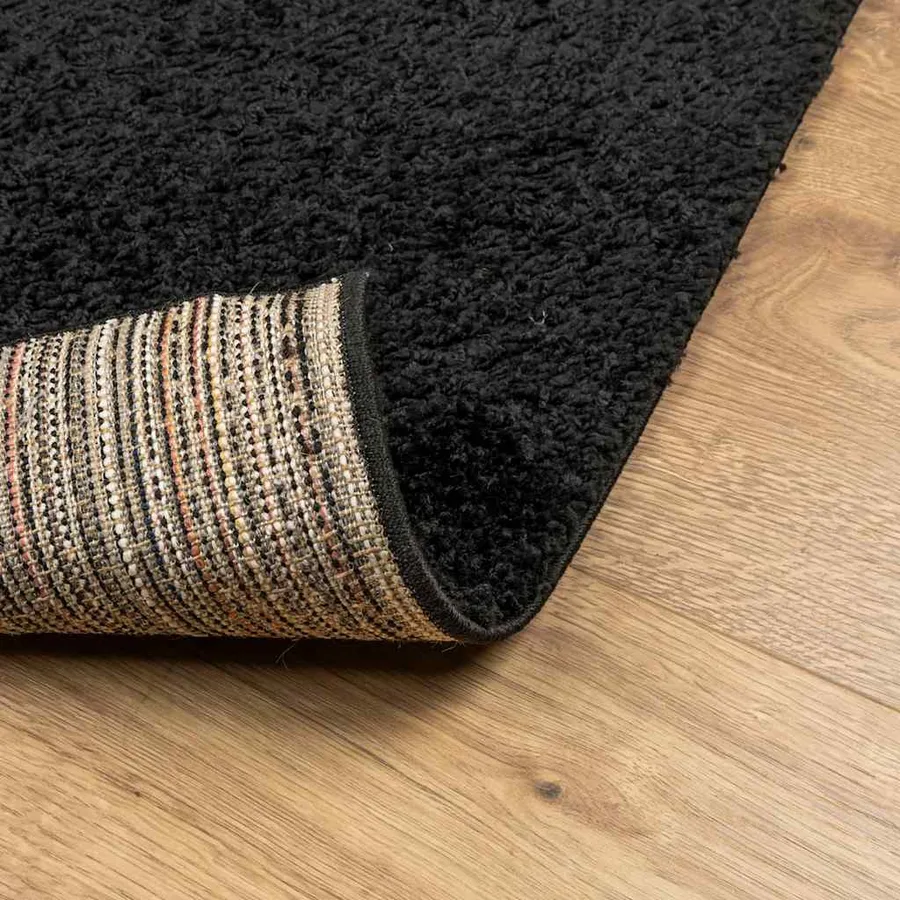 Tapis shaggy PAMPLONA poils longs moderne noir 140x200 cm - 5