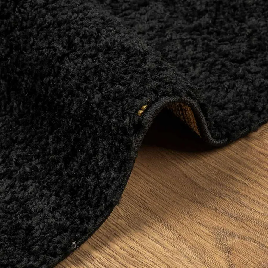 Tapis shaggy PAMPLONA poils longs moderne noir 140x200 cm - 6