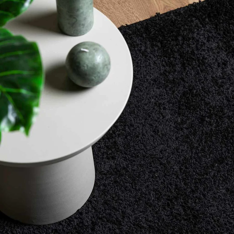 Tapis shaggy PAMPLONA poils longs moderne noir 140x200 cm - 7