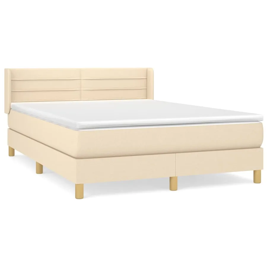 Sommier à lattes de lit avec matelas Crème 140x190 cm Tissu - 2