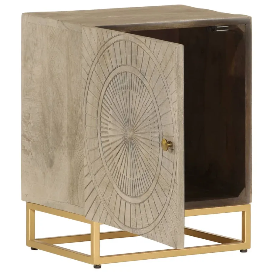 Table de chevet 40x30x50 cm bois massif manguier et fer - 2