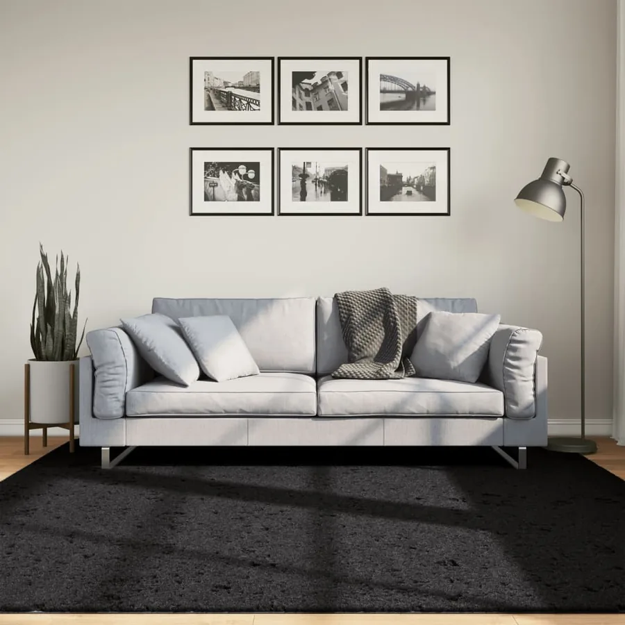 Tapis OVIEDO à poils courts noir 200x200 cm