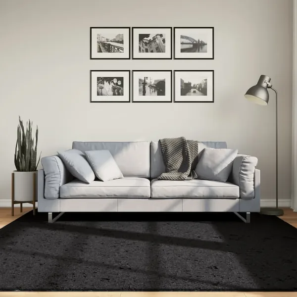 Tapis OVIEDO à poils courts noir 200x200 cm