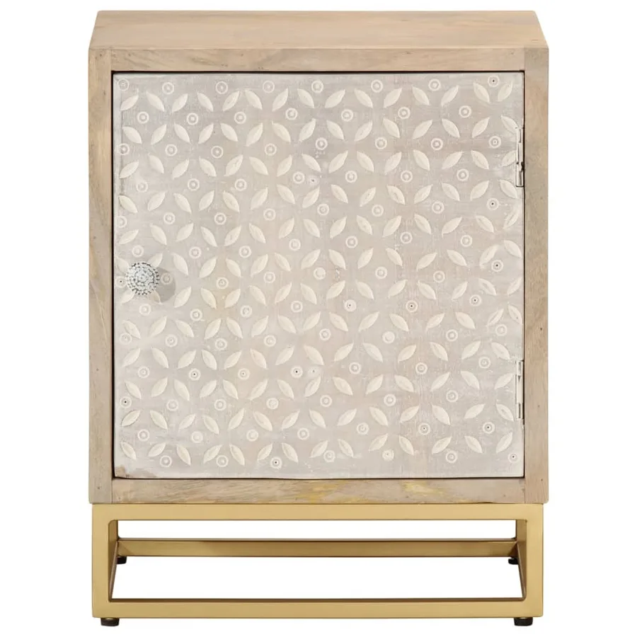 Table de chevet 40x30x50 cm bois massif manguier et fer - 3
