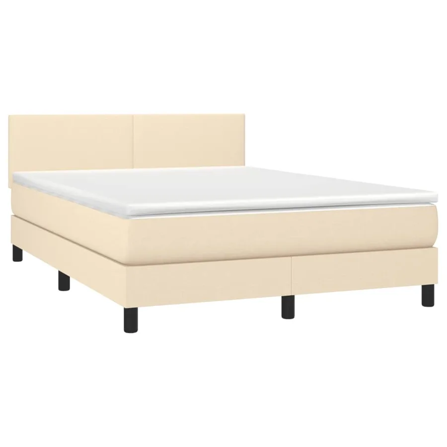 Sommier à lattes de lit avec matelas LED Crème 140x190 cm Tissu - 3
