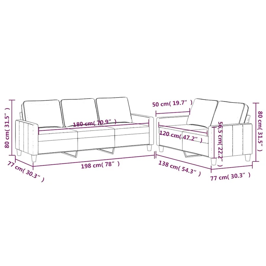Ensemble de canapés 2 pcs avec coussins Jaune Velours - 7