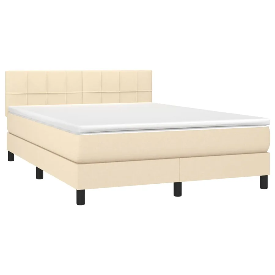 Sommier à lattes de lit avec matelas Crème 140x190 cm Tissu - 3