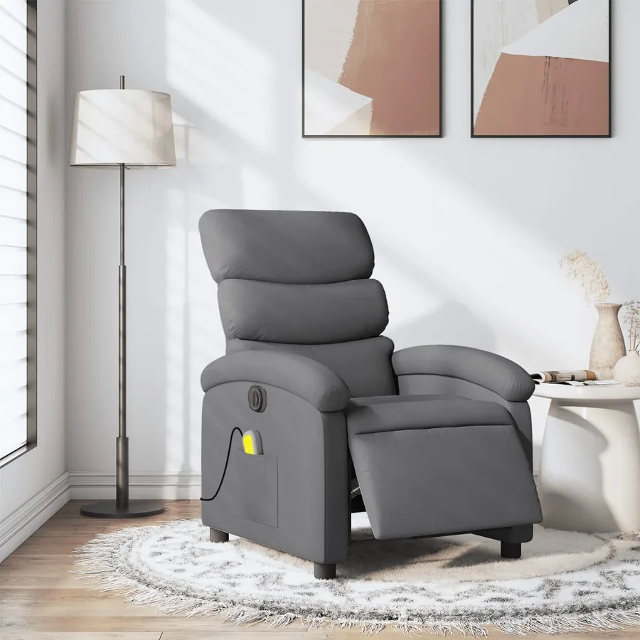 Fauteuil inclinable de massage électrique gris foncé tissu - 15