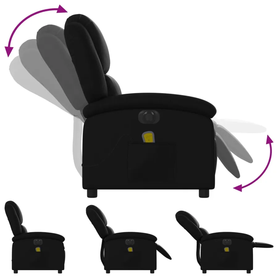 Fauteuil de massage inclinable électrique noir similicuir - 7