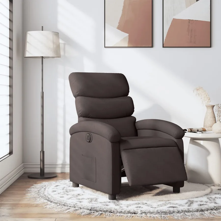 Fauteuil inclinable électrique Marron foncé Tissu - 15