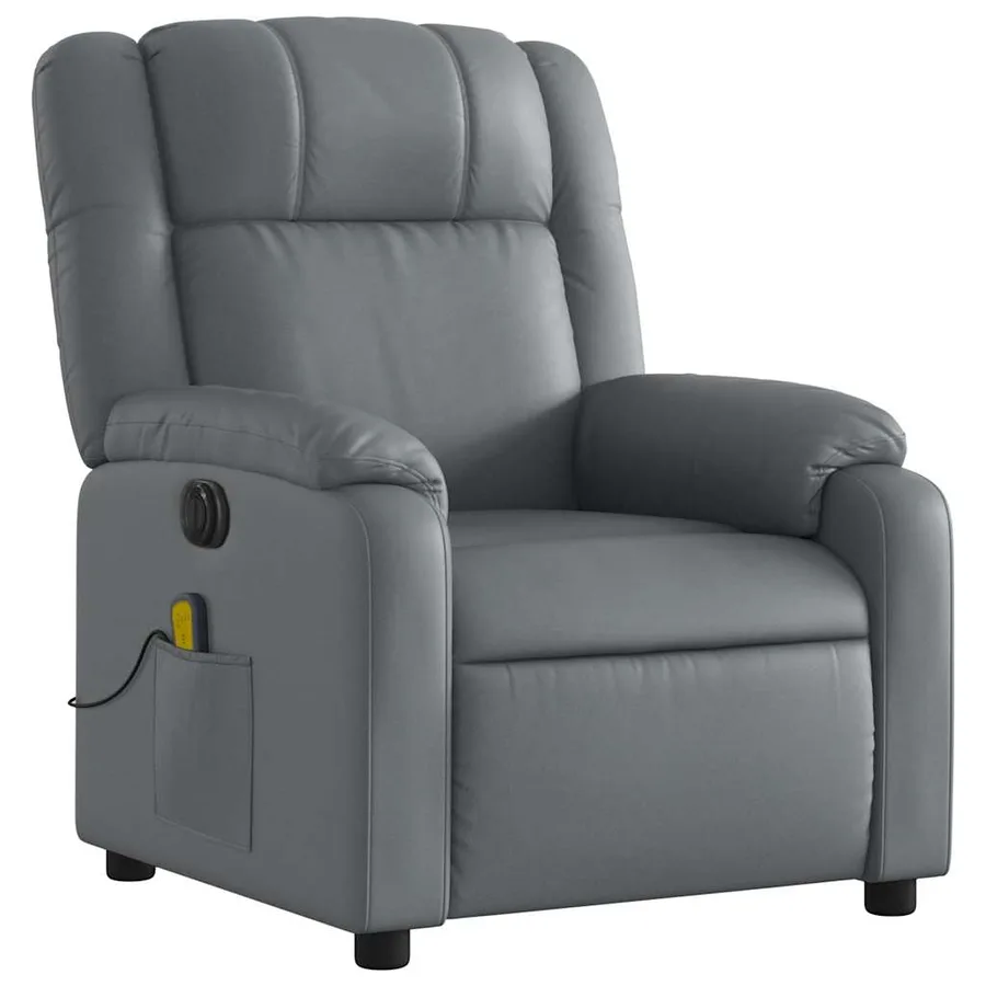 Fauteuil de massage inclinable électrique gris similicuir - 4