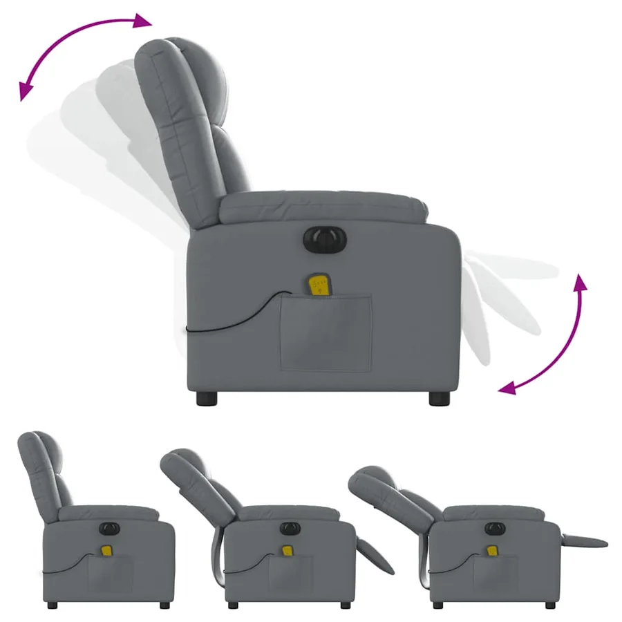 Fauteuil de massage inclinable électrique gris similicuir - 7