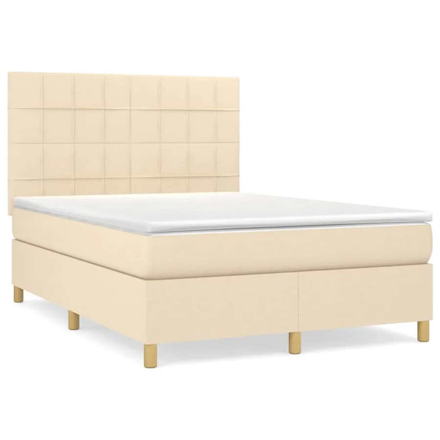 Sommier à lattes de lit avec matelas Crème 140x190 cm Tissu - 2