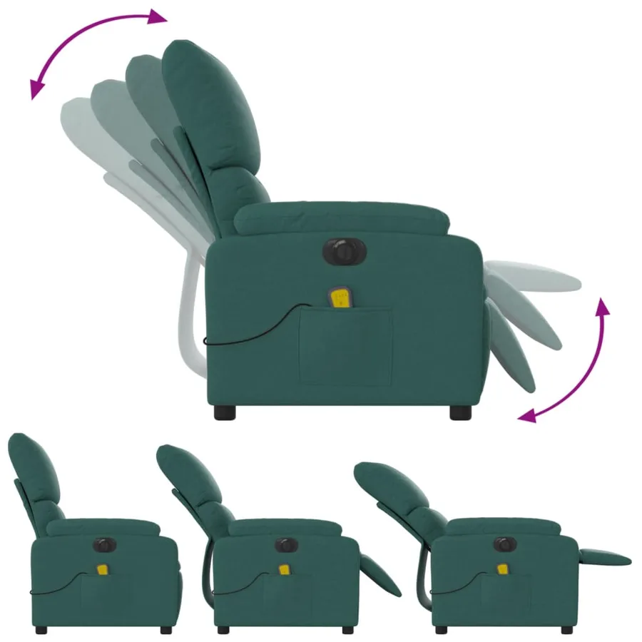 Fauteuil de massage inclinable électrique Vert foncé Tissu - 7