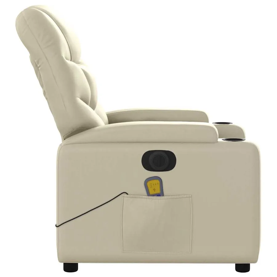 Fauteuil de massage inclinable électrique crème similicuir - 10