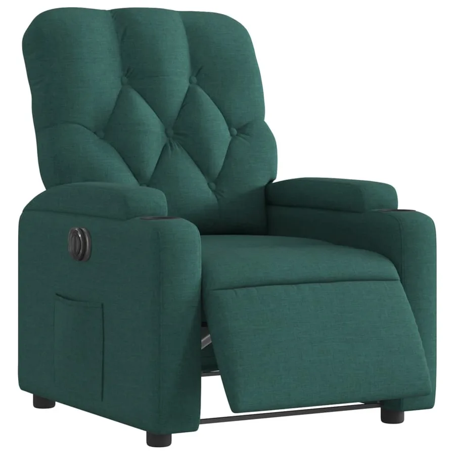 Fauteuil inclinable électrique Vert foncé Tissu - 3