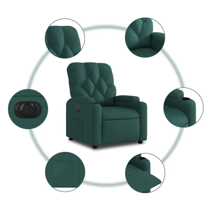 Fauteuil inclinable électrique Vert foncé Tissu - 8