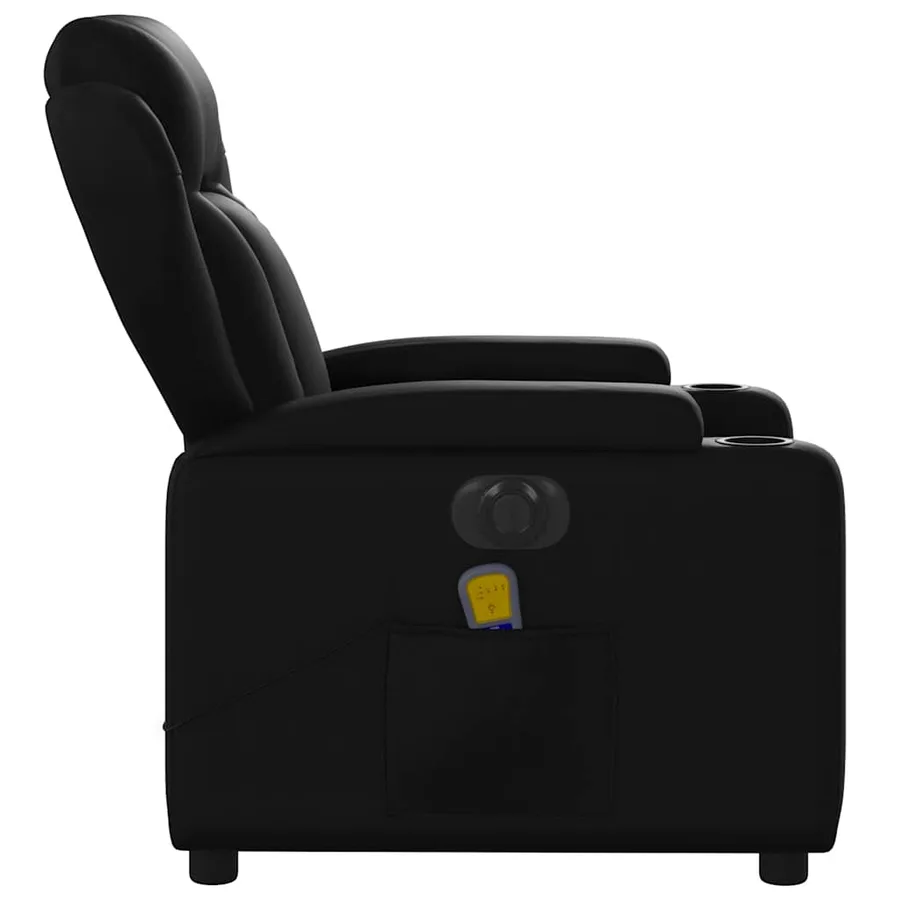 Fauteuil de massage inclinable électrique noir similicuir - 10
