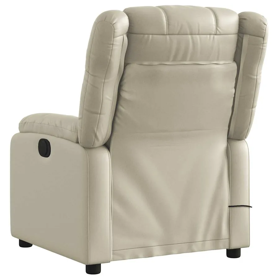 Fauteuil de massage inclinable électrique crème similicuir - 5