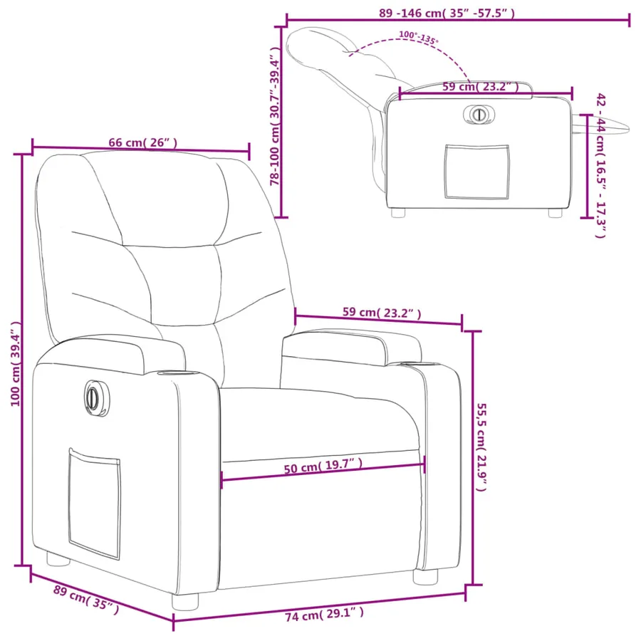 Fauteuil inclinable électrique Noir Similicuir - 15