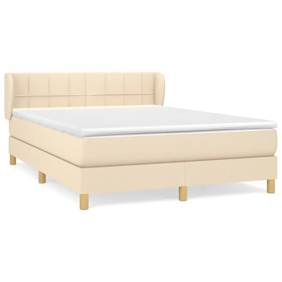 Sommier à lattes de lit avec matelas Crème 140x190 cm Tissu - 2