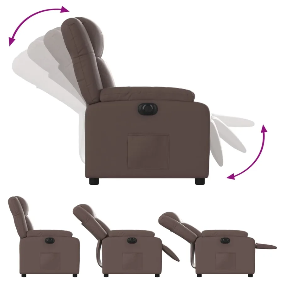 Fauteuil inclinable électrique Marron Similicuir - 7