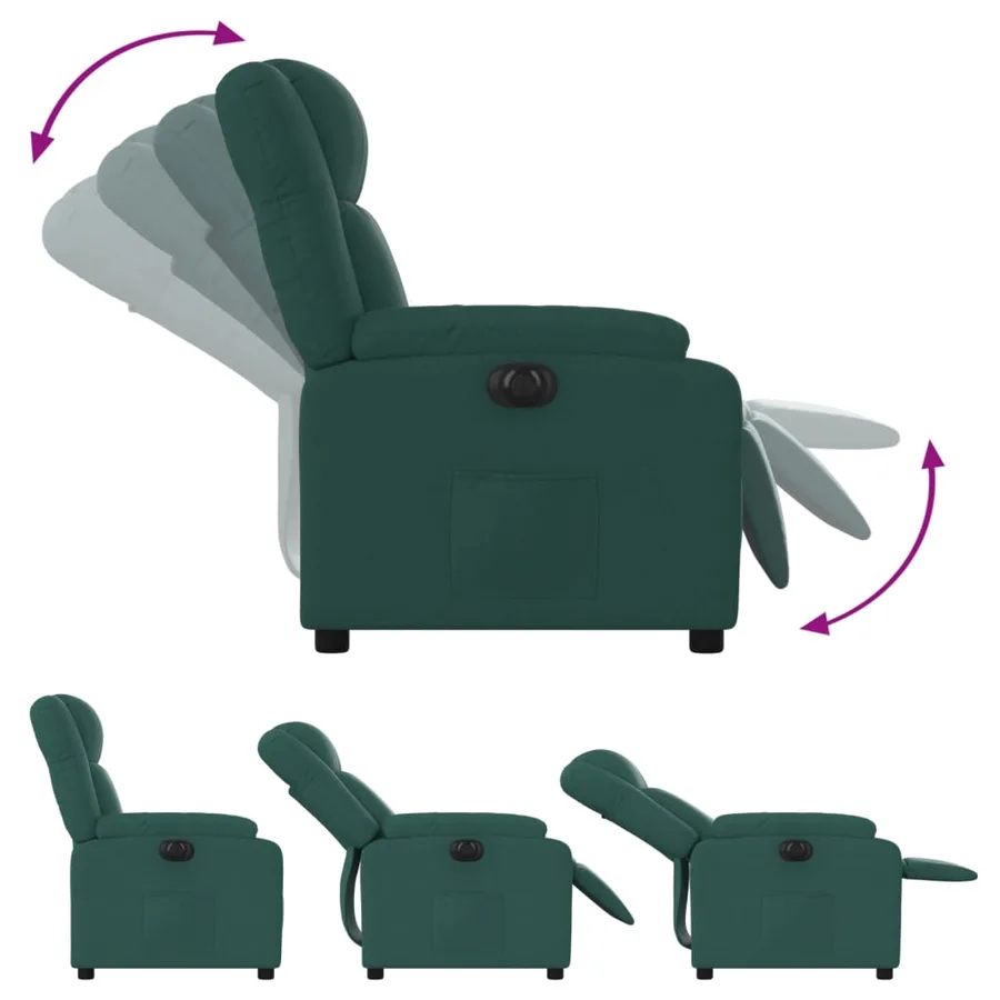 Fauteuil inclinable électrique Vert foncé Tissu - 7