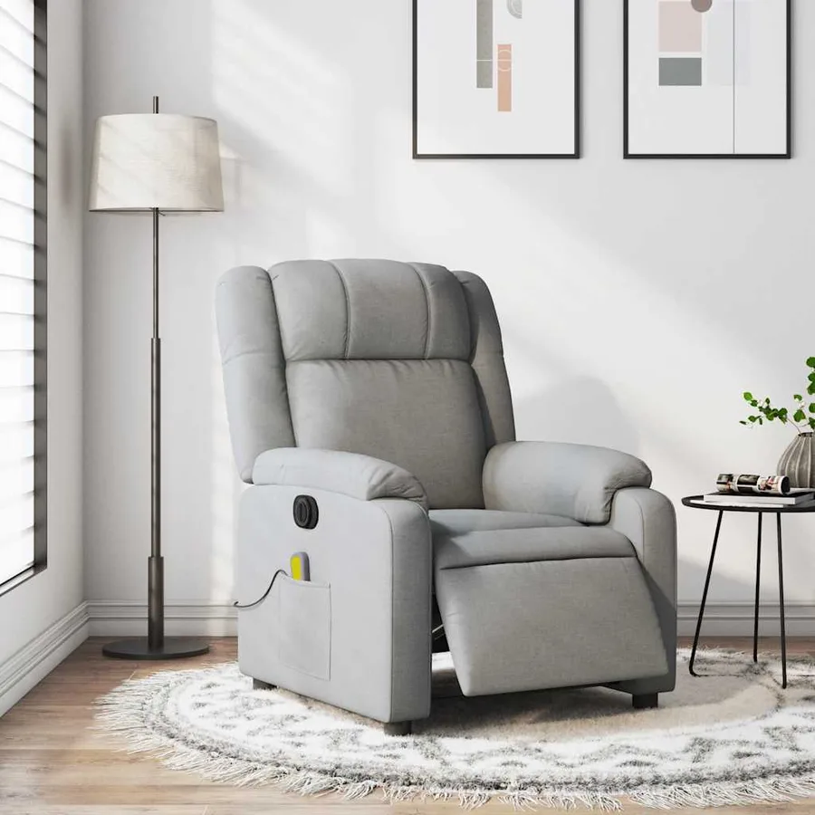 Fauteuil de massage inclinable électrique gris clair tissu - 15